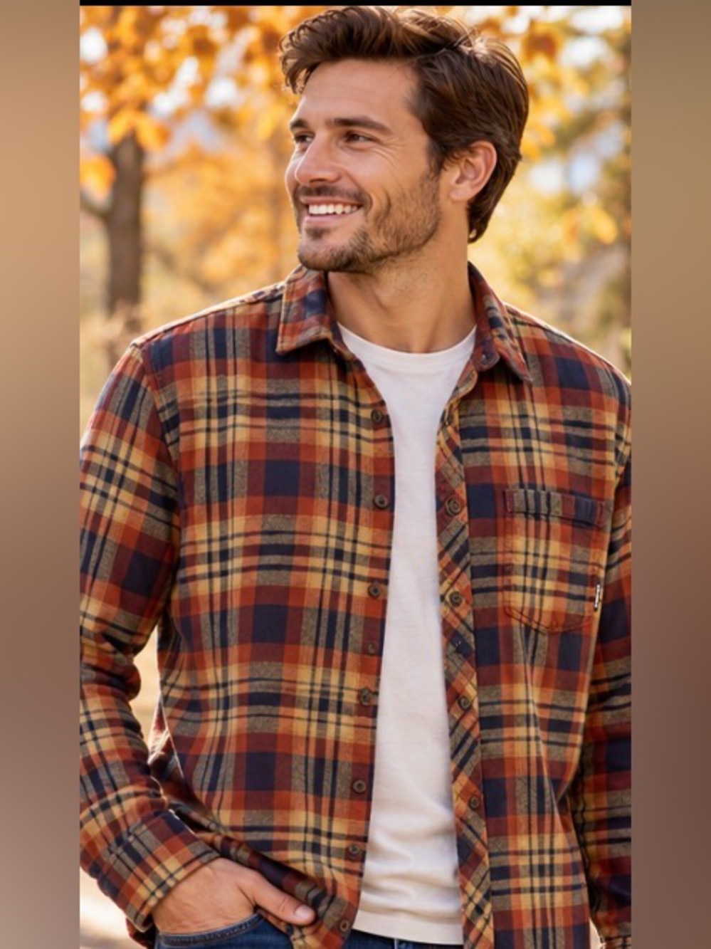 Billabong Coastline Flannel Men’s Medium Plaid Core Fit Stretch Fall Shirt